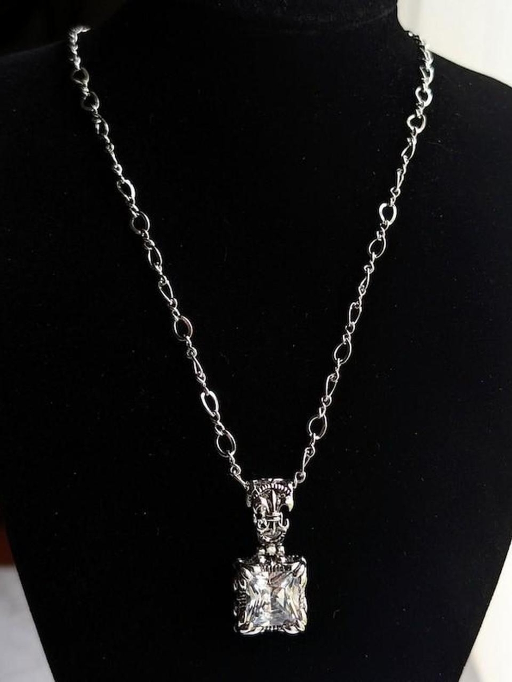 Sterling Silver Silpada Square CZ Pendant Necklace - Picture 5 of 8